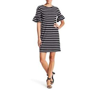 Joe Fresh Black & White Stripe Bell Sleeve Mini Dress S